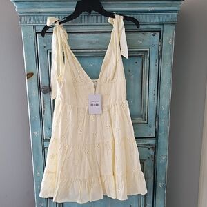 NWT Princess Polly Yellow Sleeveless Dress with Tie Straps